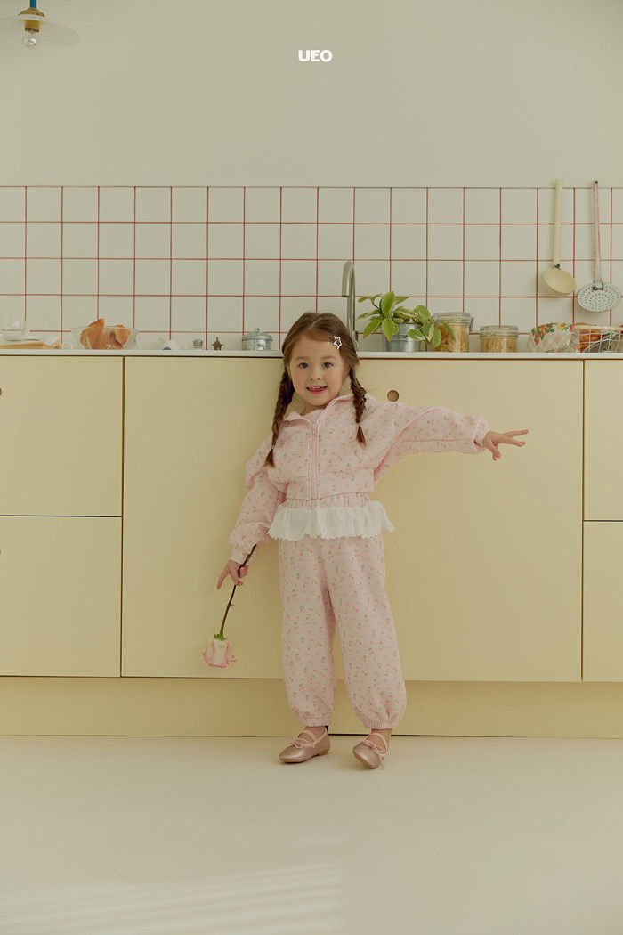 正韓春ueo 兩色碎花/小羊連帽短版外套