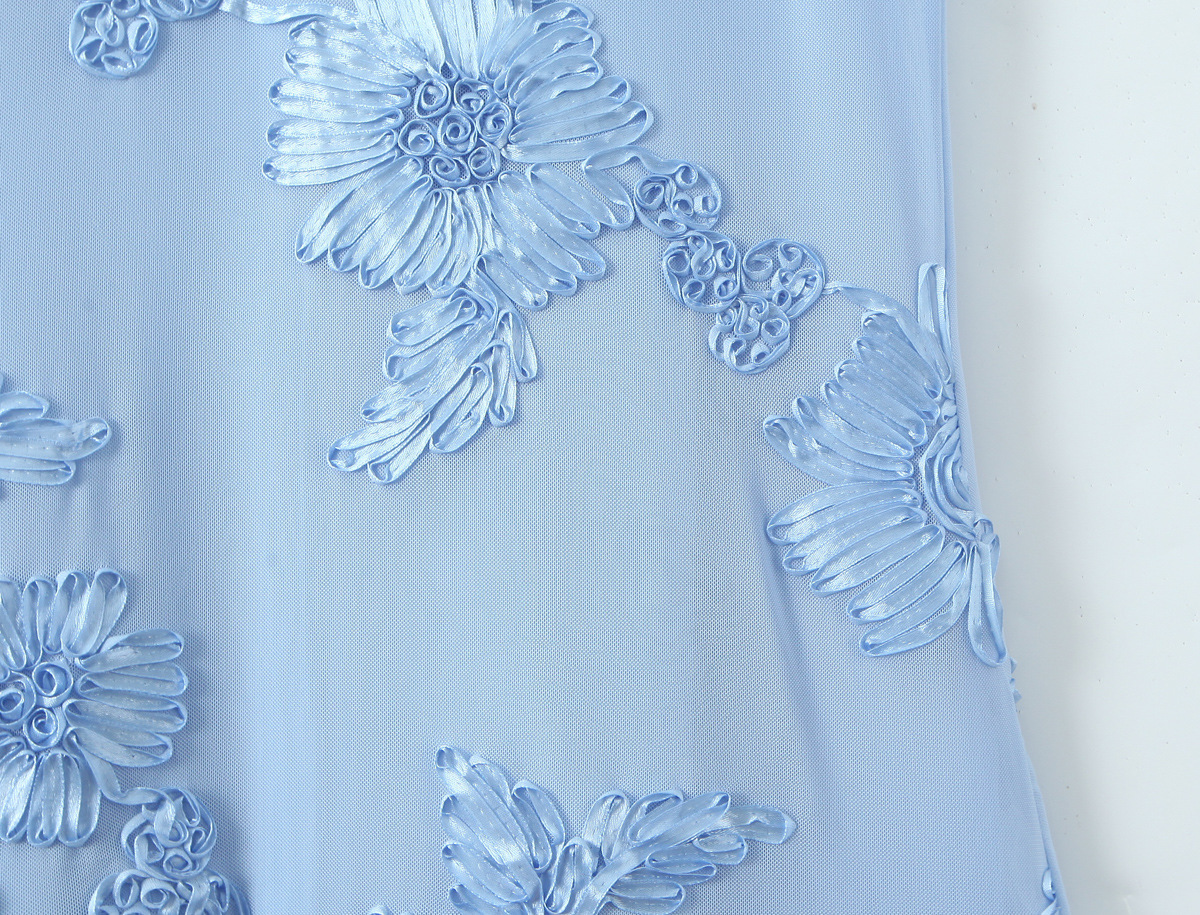 立體花朵 網紗魚尾長洋