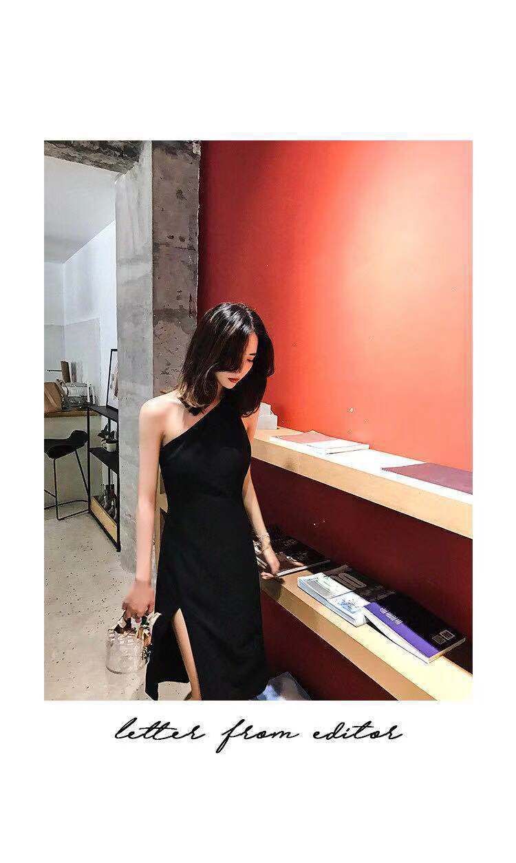 幾何露背 單肩洋裝