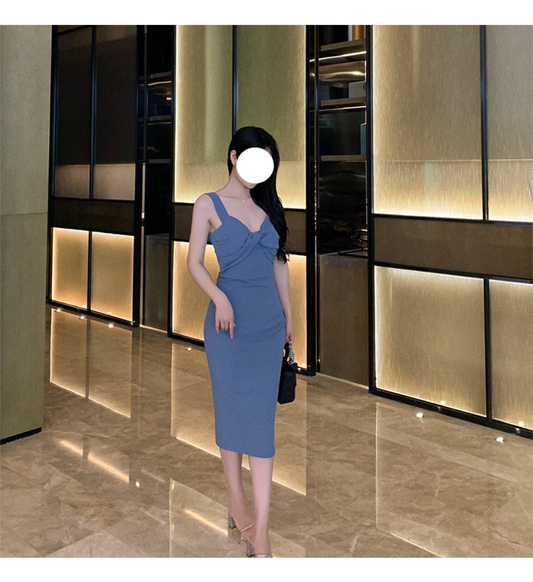 扭轉蝴蝶結 氣質長洋裝