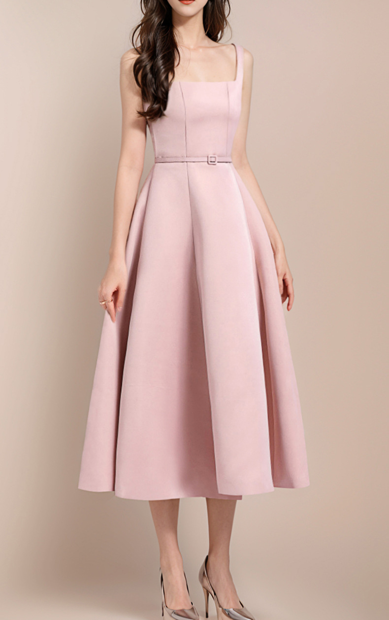 方領收腰 挺版長洋裝(3色)