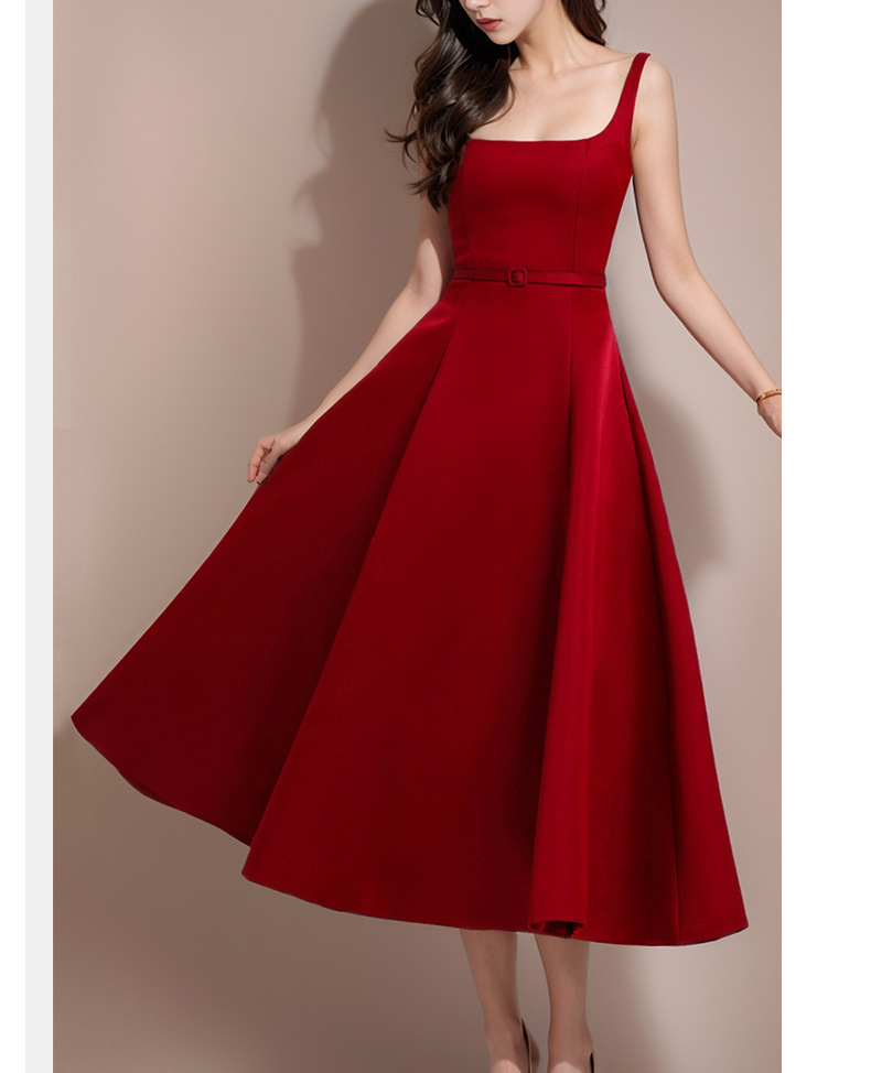 方領收腰 挺版長洋裝(3色)