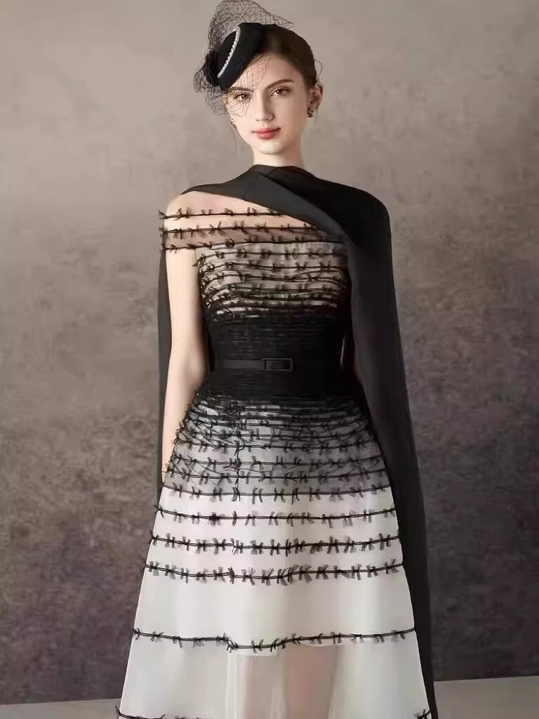 刺繡網紗 透膚收腰禮服