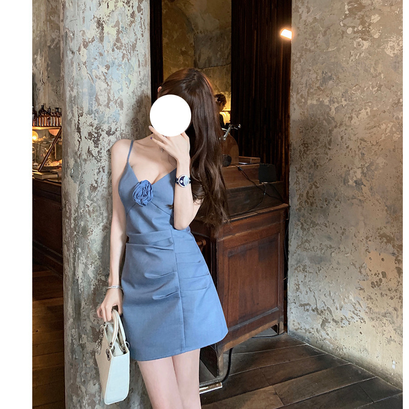 立體花朵 V領小洋裝