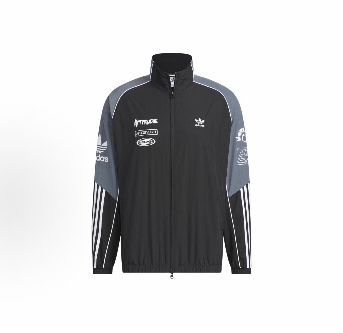 adidas黑色立領拼色運動外套 條紋復古夾克 寬鬆休閒機能外套 男款 July25