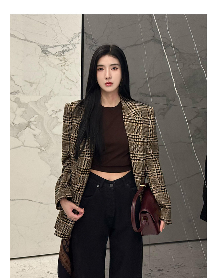 YSL既視感 格紋寬版西裝外套