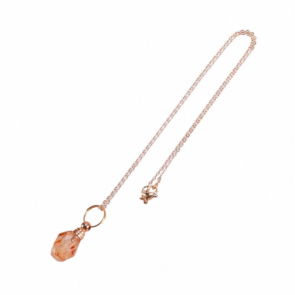 PQ13 雨揚珍品財溢黃水晶香水瓶項鍊