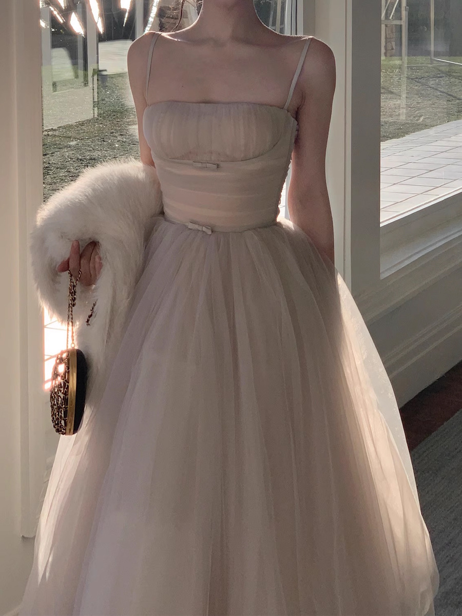 在逃公主 高級網紗蓬蓬長禮服