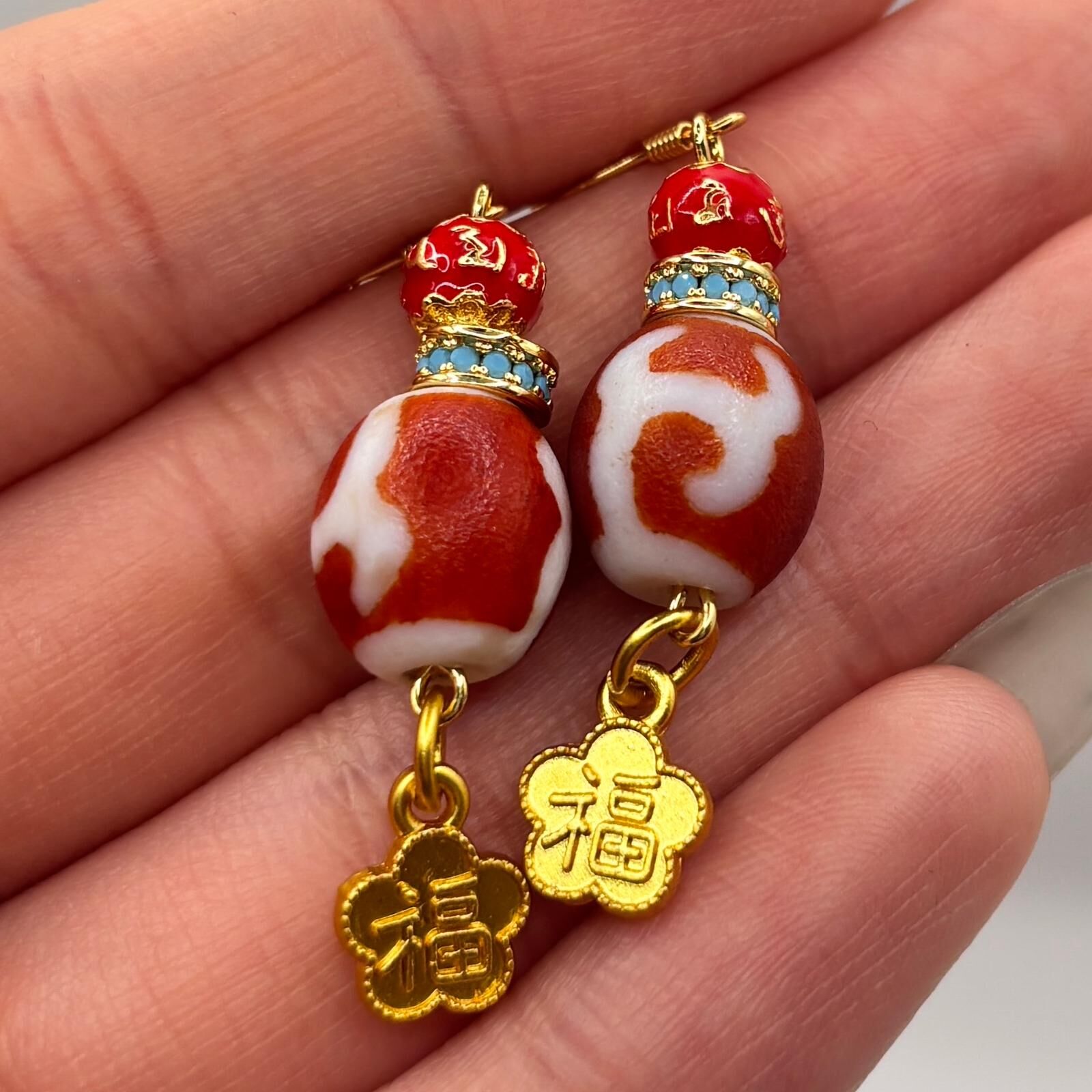 AB260204-L42-開光紅肉度母耳環-(已包紫袍大師集體開光，4月頭到貨，只限尖沙咀門店自取）