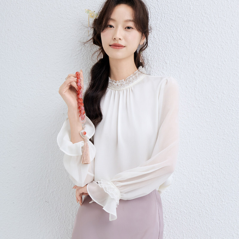 木耳領雪紡上衣 兩色