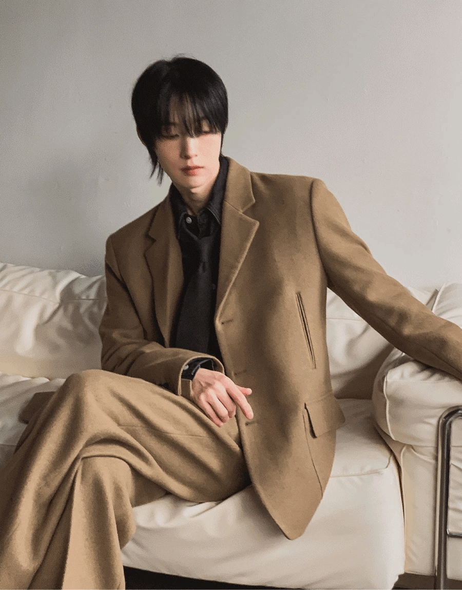 純色羊毛西裝外套