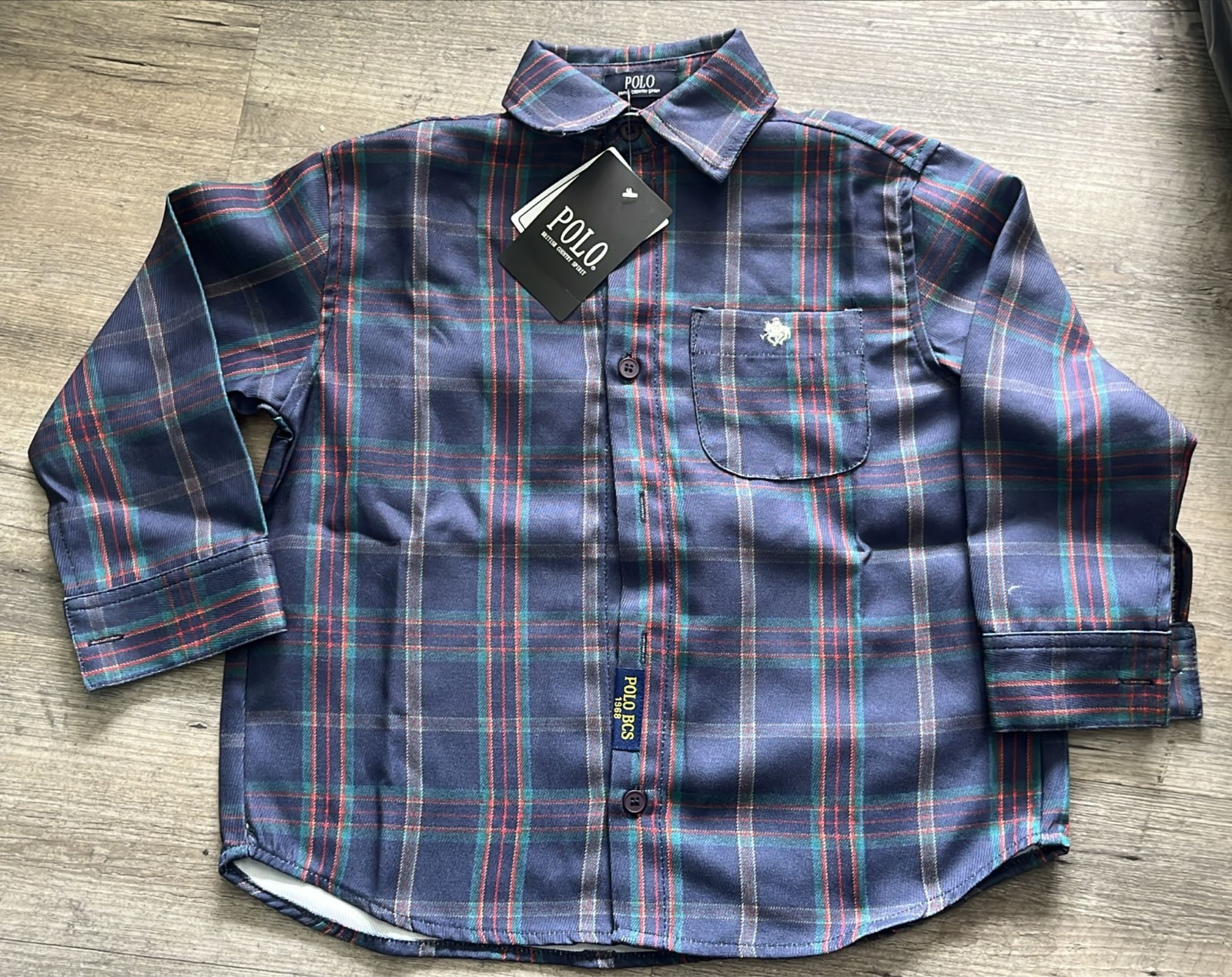 日單  polo格仔長袖襯衫