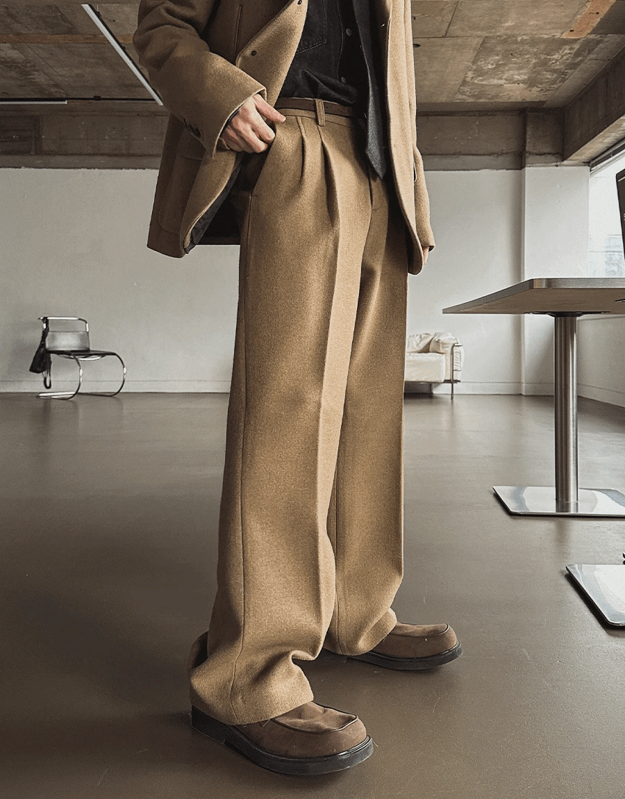 純色羊毛西裝褲