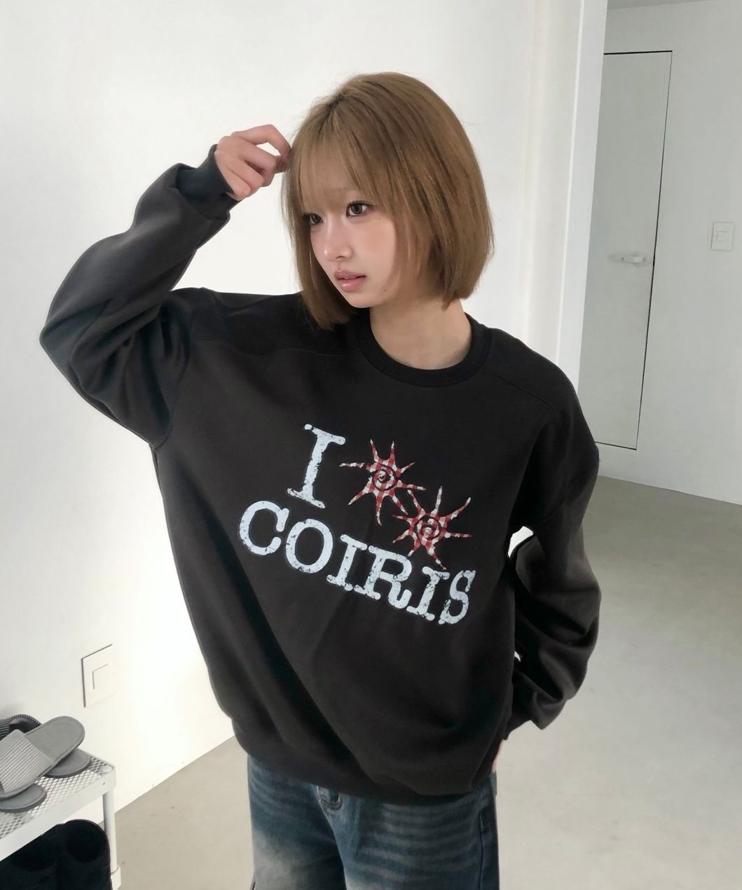 COIRIS SLOO 中性風 復古 格紋 Logo 大學T C-P00000BZ