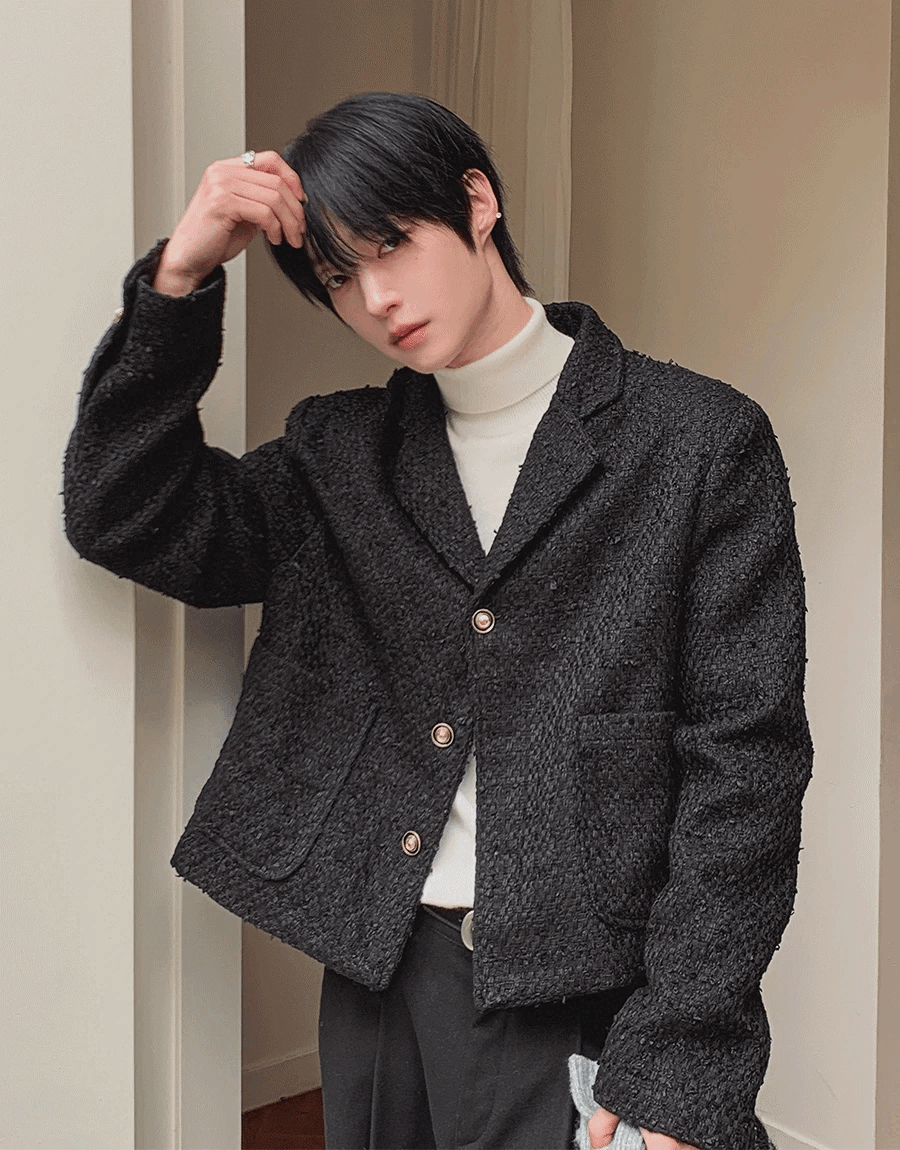圈圈短款粗花呢小香外套