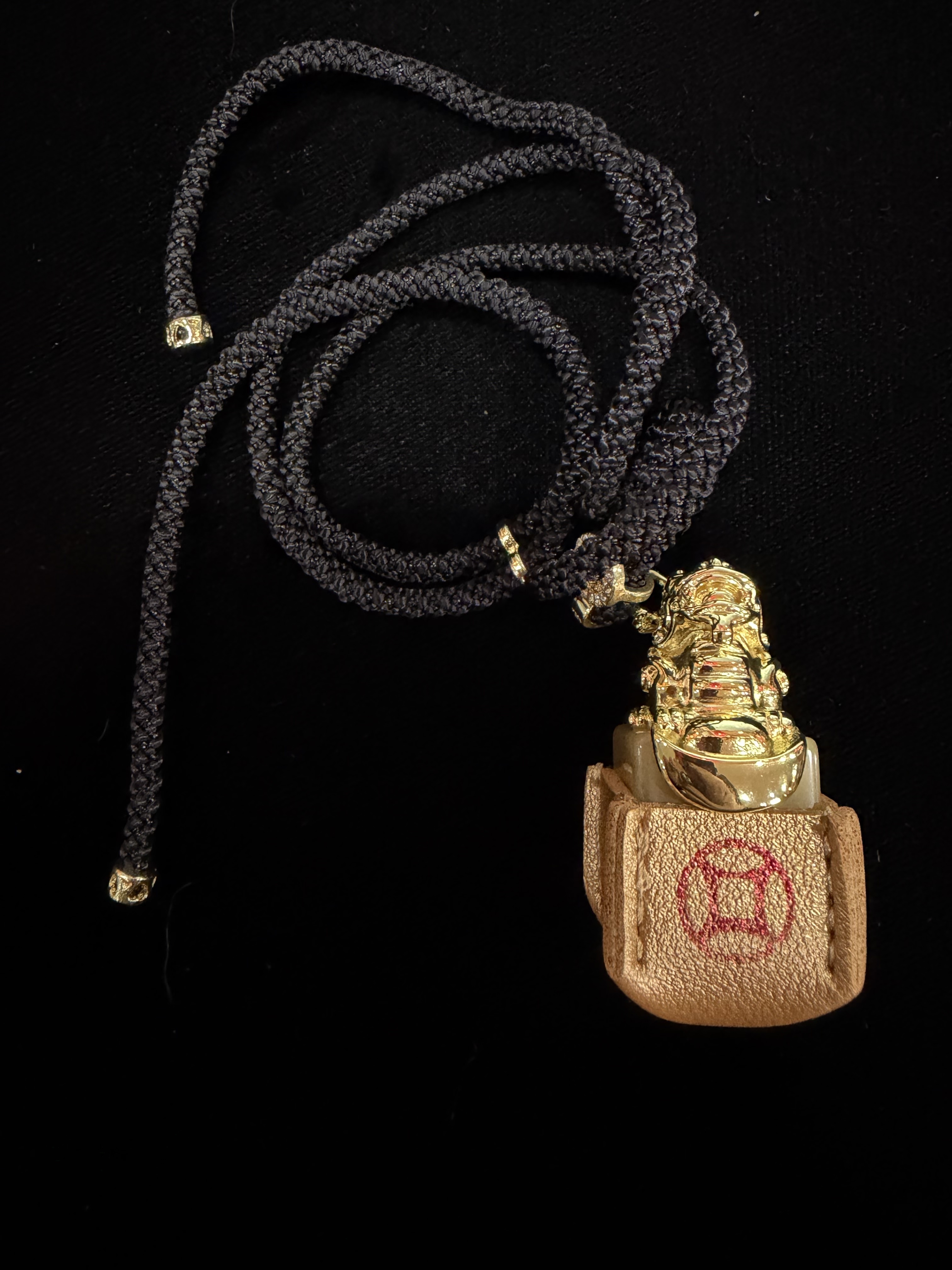 PQ11 雨揚法會加持聚富貔貅黃玉印章項鍊