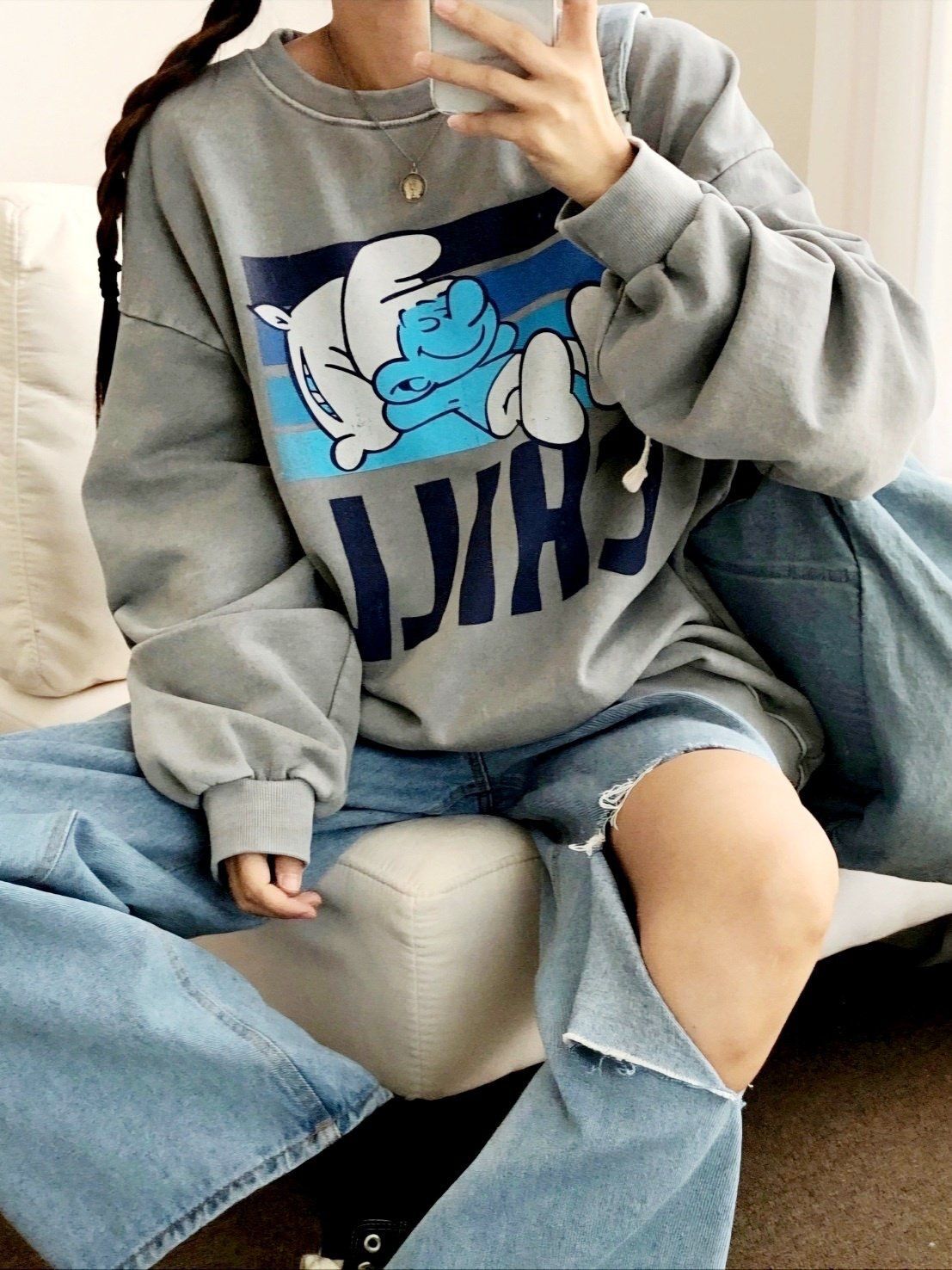 洗水卡通圖案英文字衛衣 US-010T