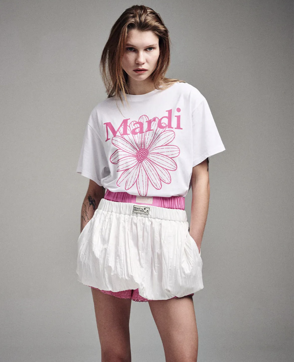 ［ Mardi Mercredi ］金高銀同款 印花短T 白色經典小雛菊粉花 TSHIRT FLOWERMARDI