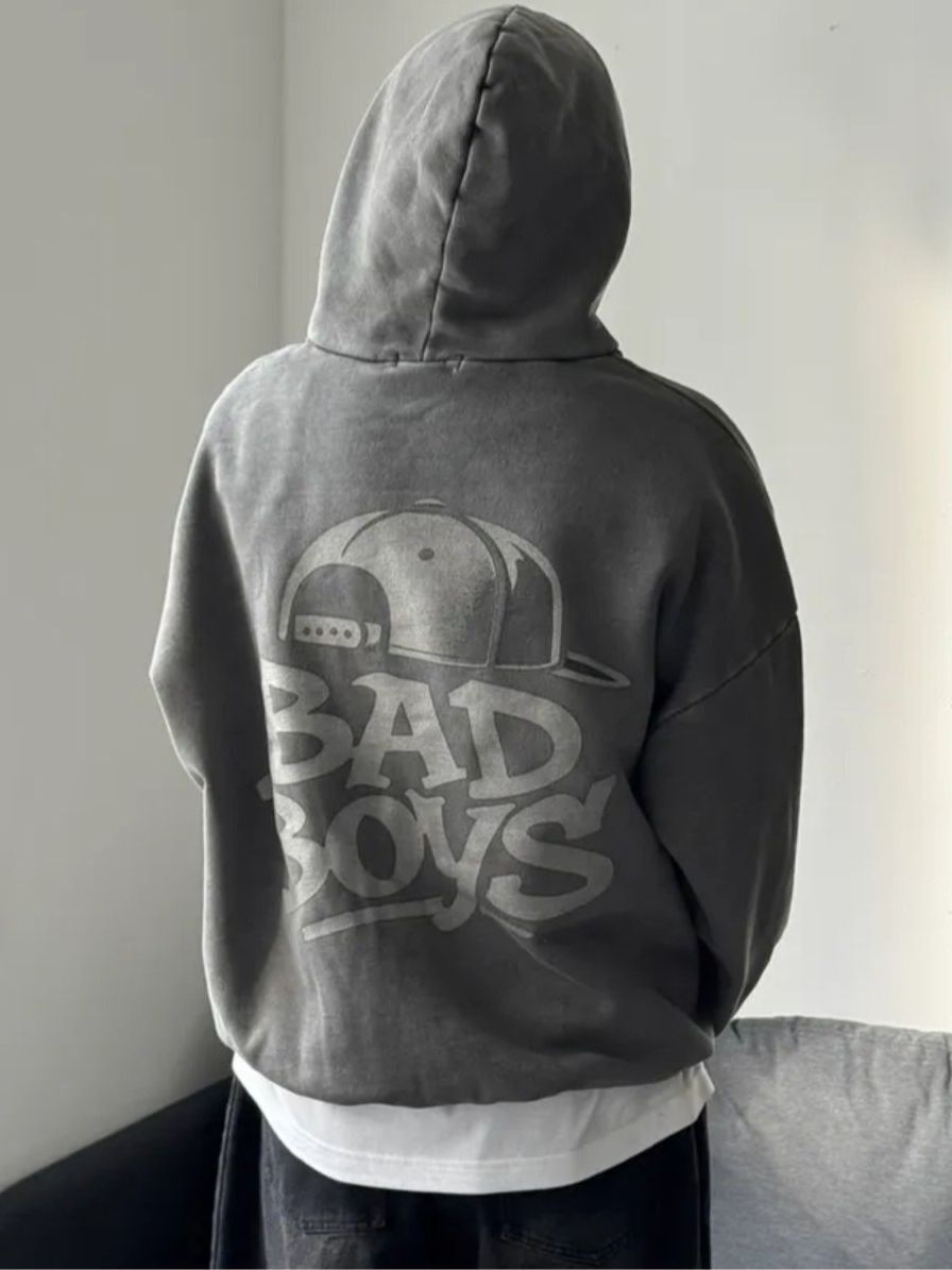 洗水英文字圖案連帽衛衣 US-022T