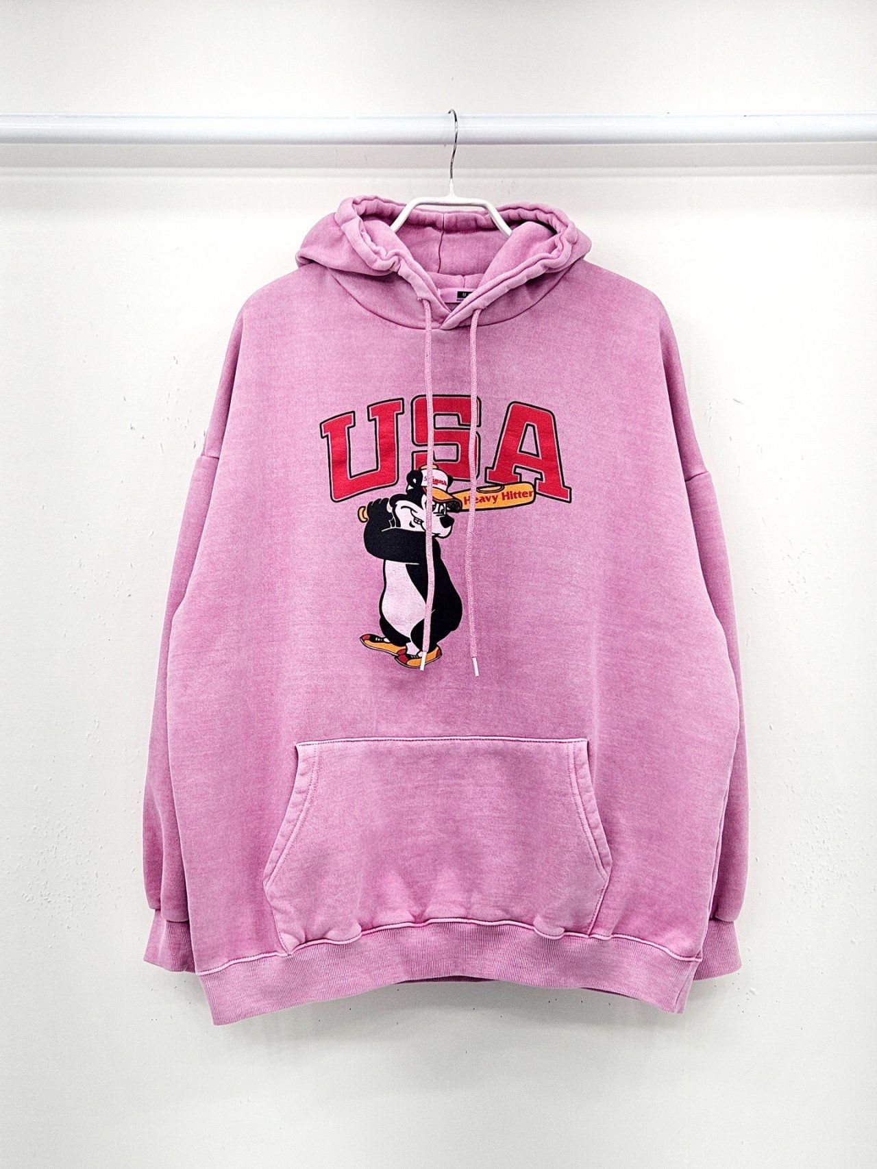 洗水英文字圖案連帽衛衣 US-024T