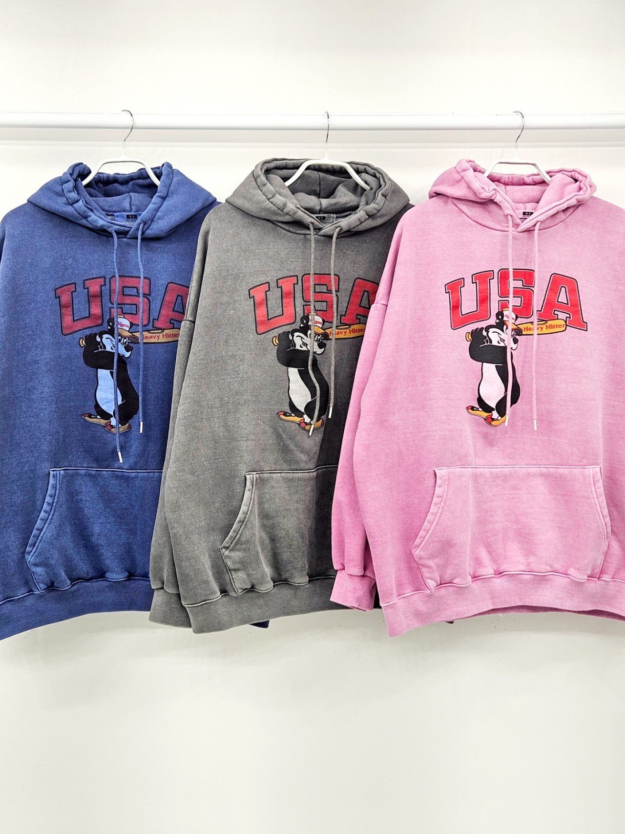 洗水英文字圖案連帽衛衣 US-024T