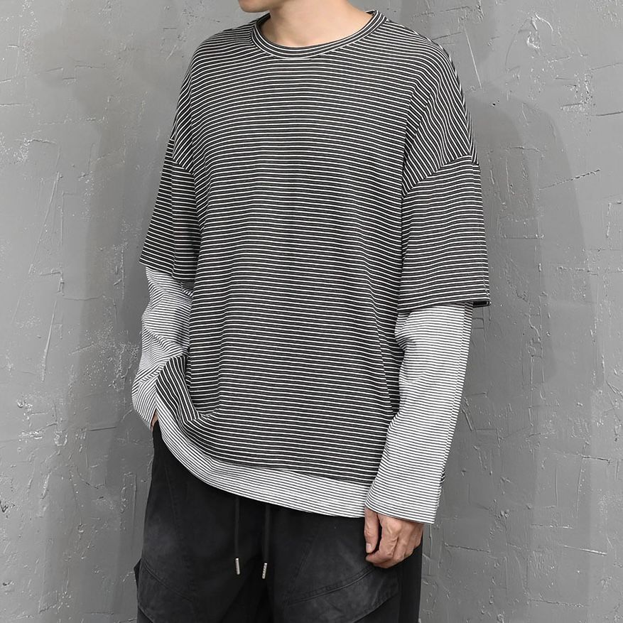 假兩件橫間長袖衫 ALLWAYS-049T