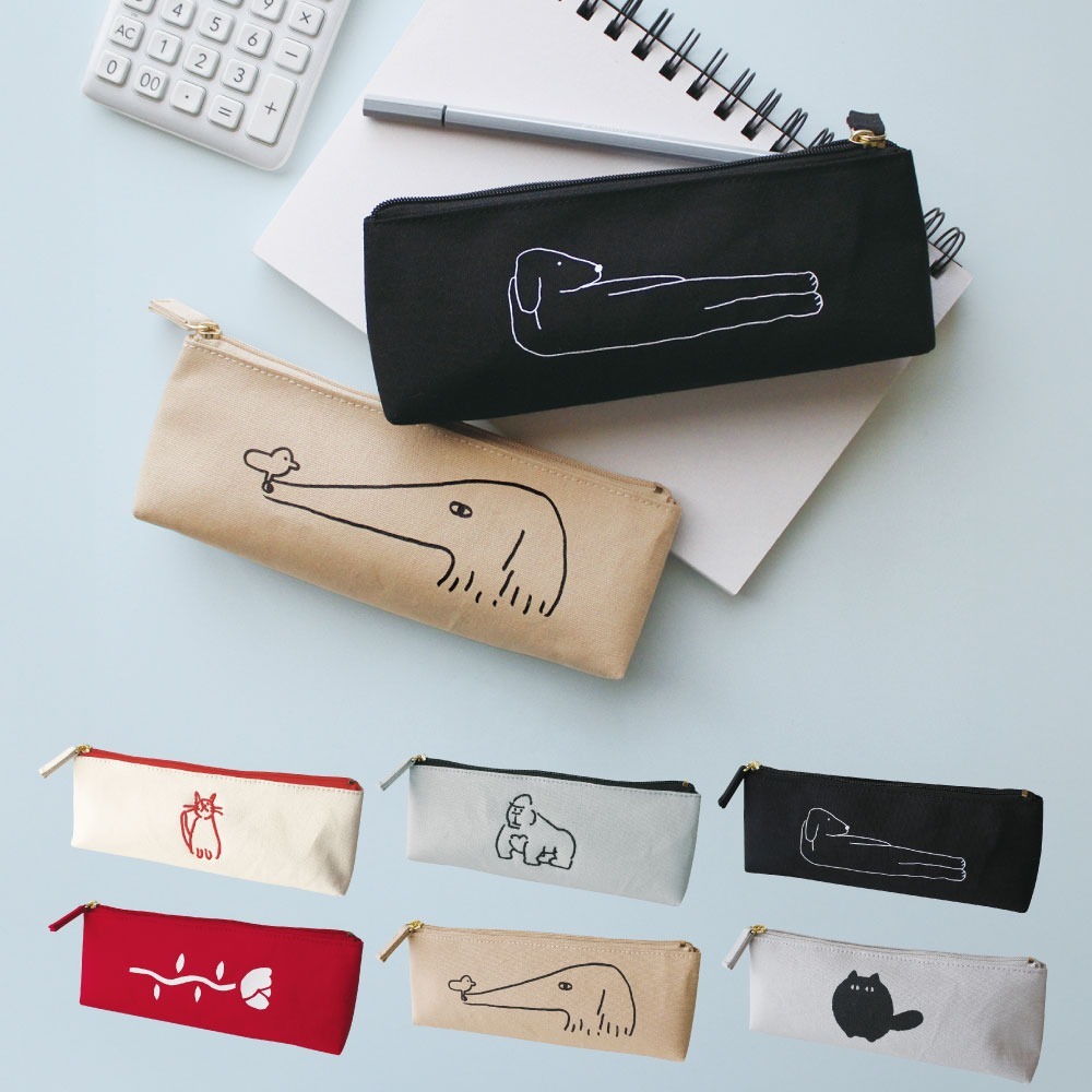 刺繡動物 帆布筆袋｜EL COMMUN