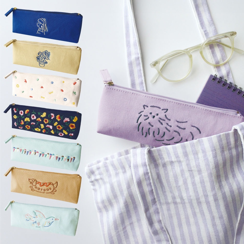 刺繡動物 帆布筆袋｜EL COMMUN