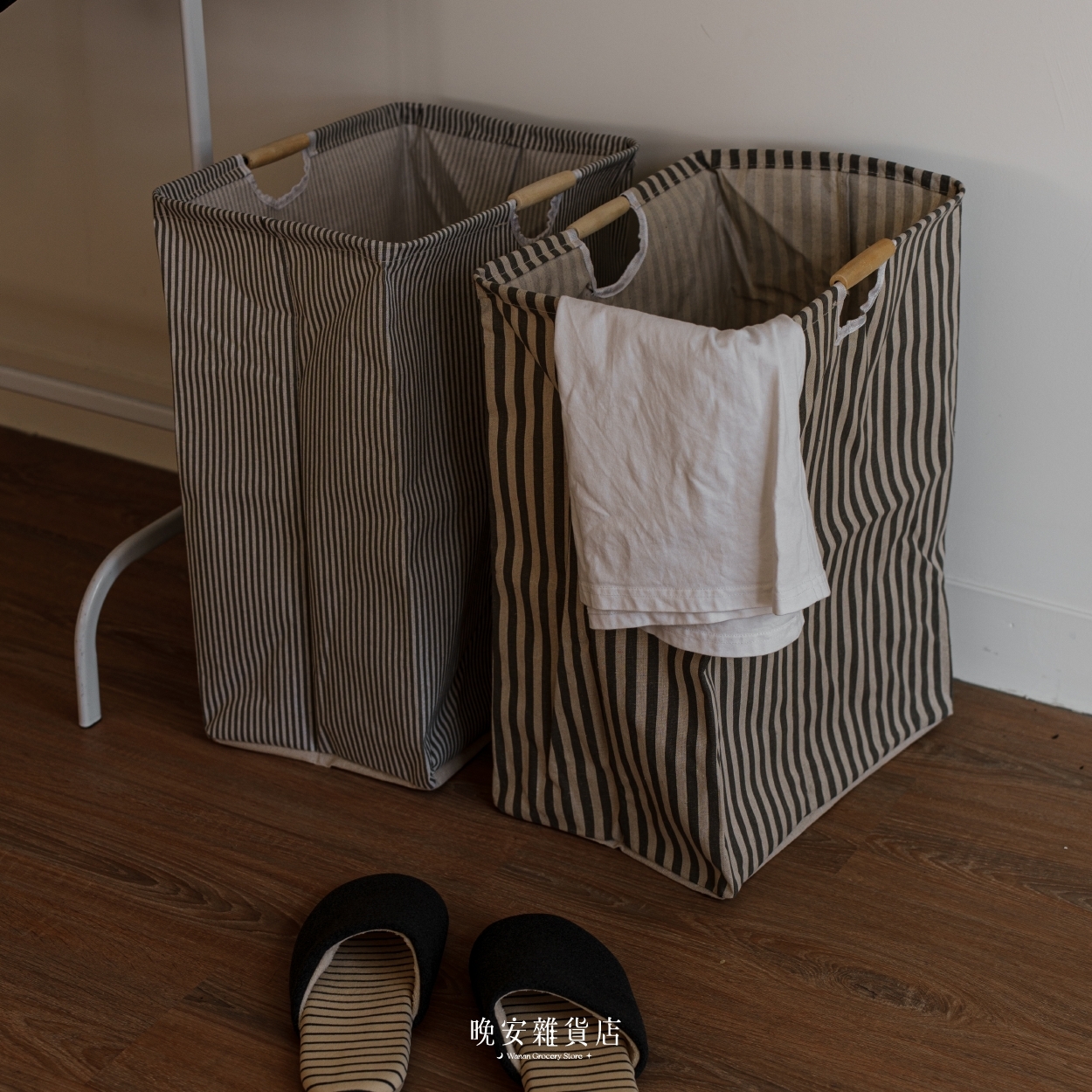 【棉麻收納】大容量條紋髒衣籃｜洗衣籃 洗衣袋
