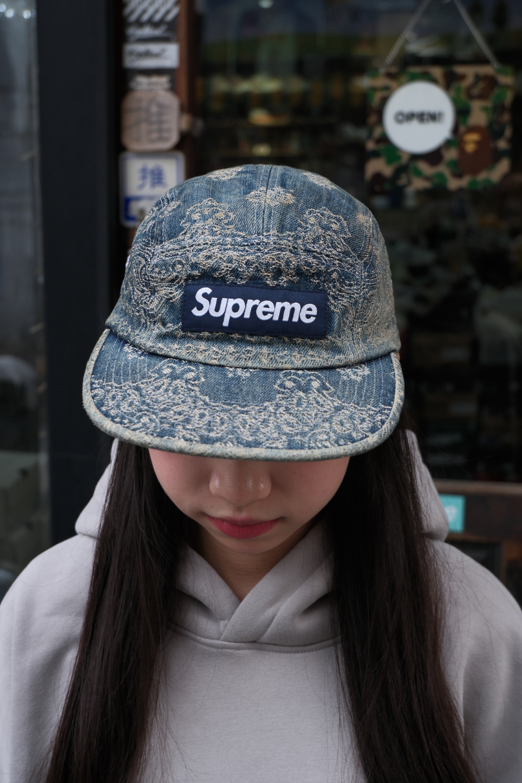 Supreme 五分割 變形蟲 Jacquard Denim Camp Cap ss25h86