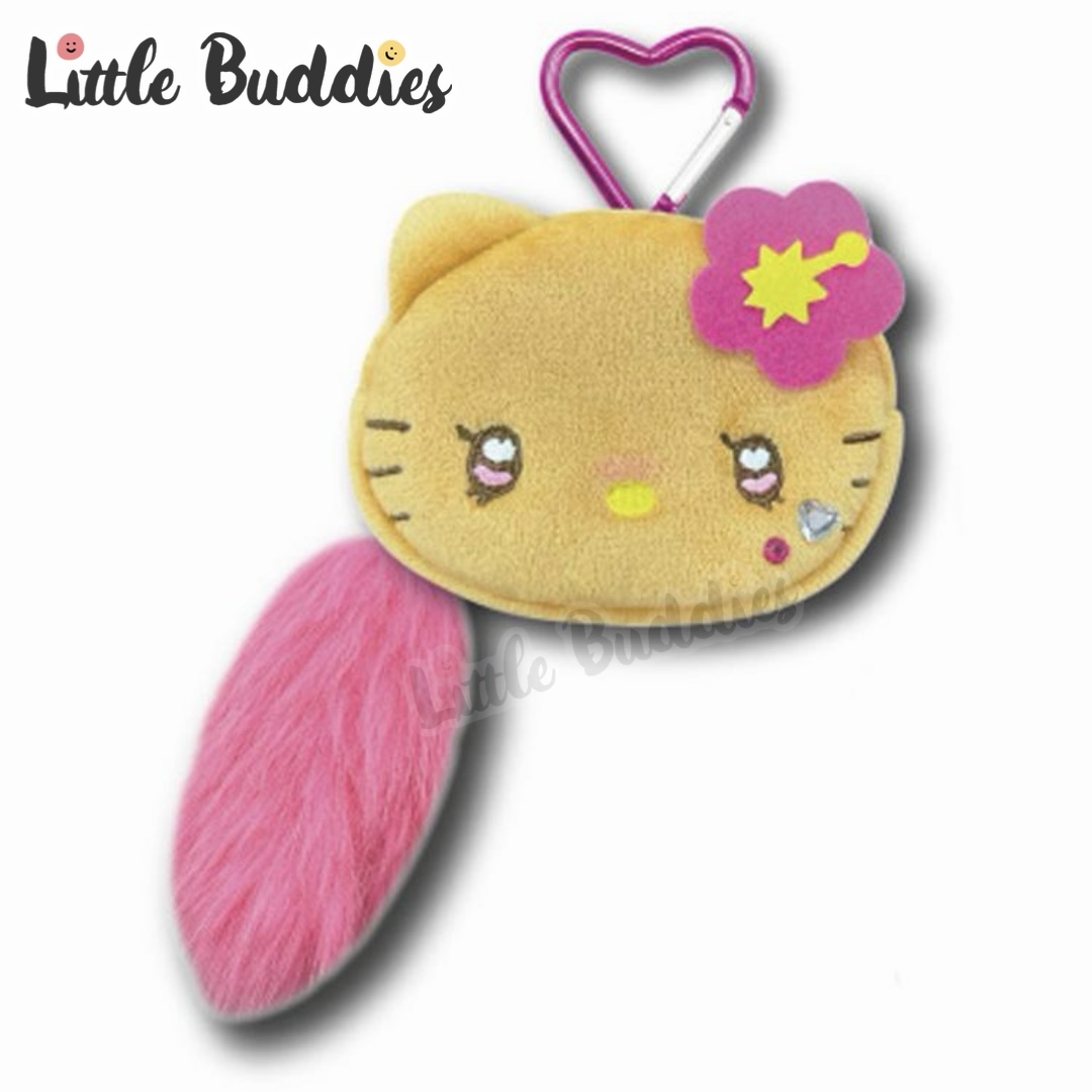 日本 Sanrio Hello Kitty 平成辣妹系列 - 頭形拉鏈袋連心形扣