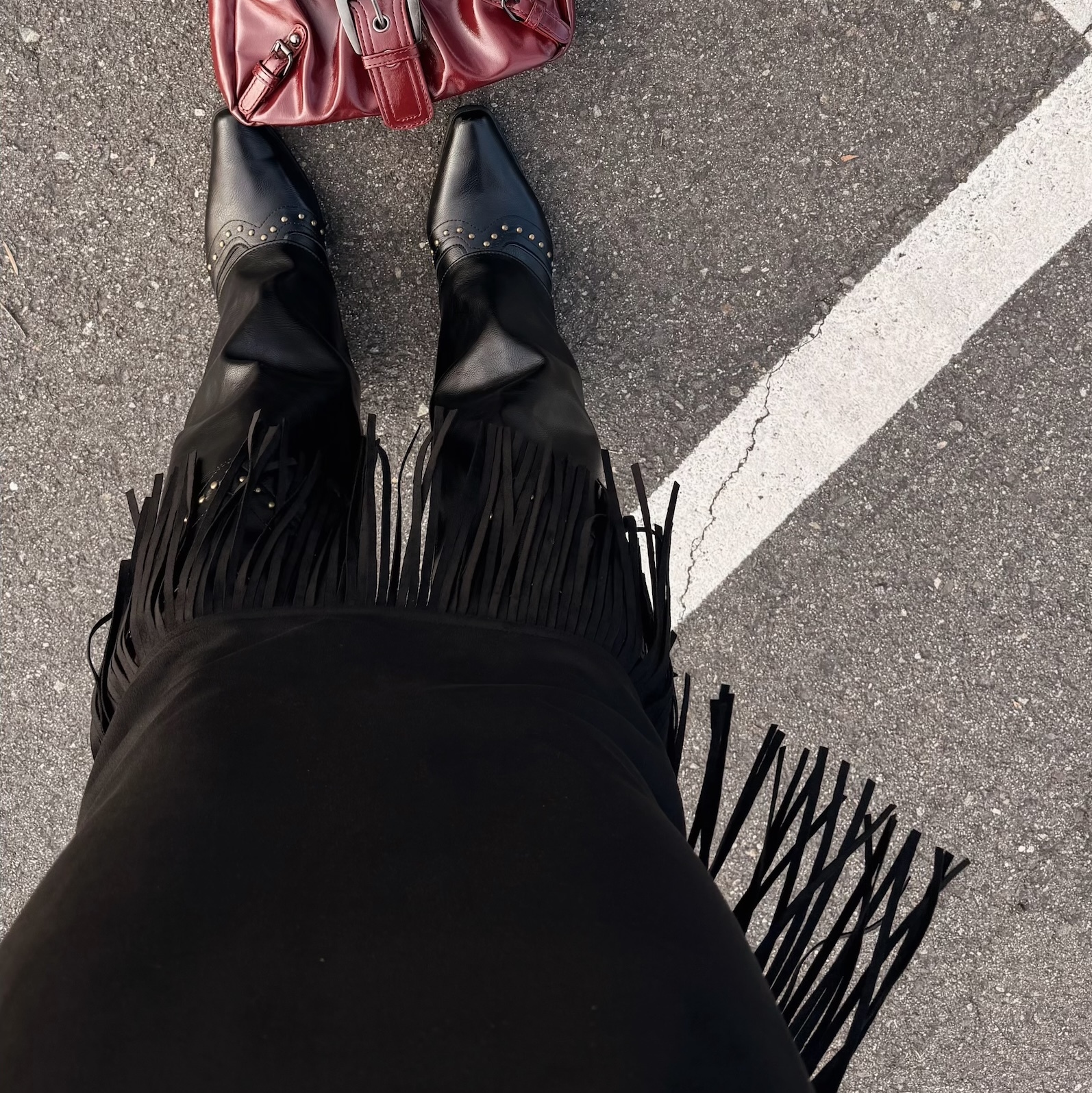 流蘇麂皮開衩長裙🖤