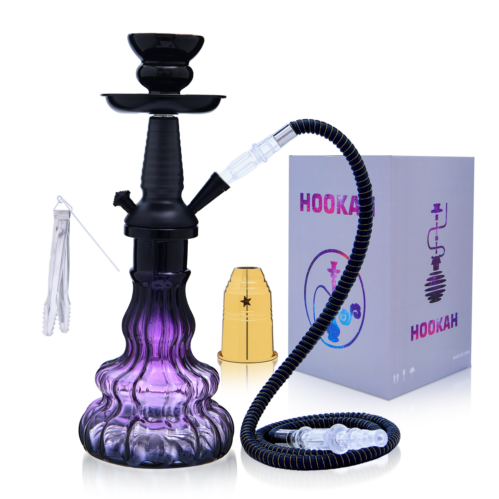 多款顏色 / 輕便型琉璃阿拉伯水煙壺 Star Hookah 33cm