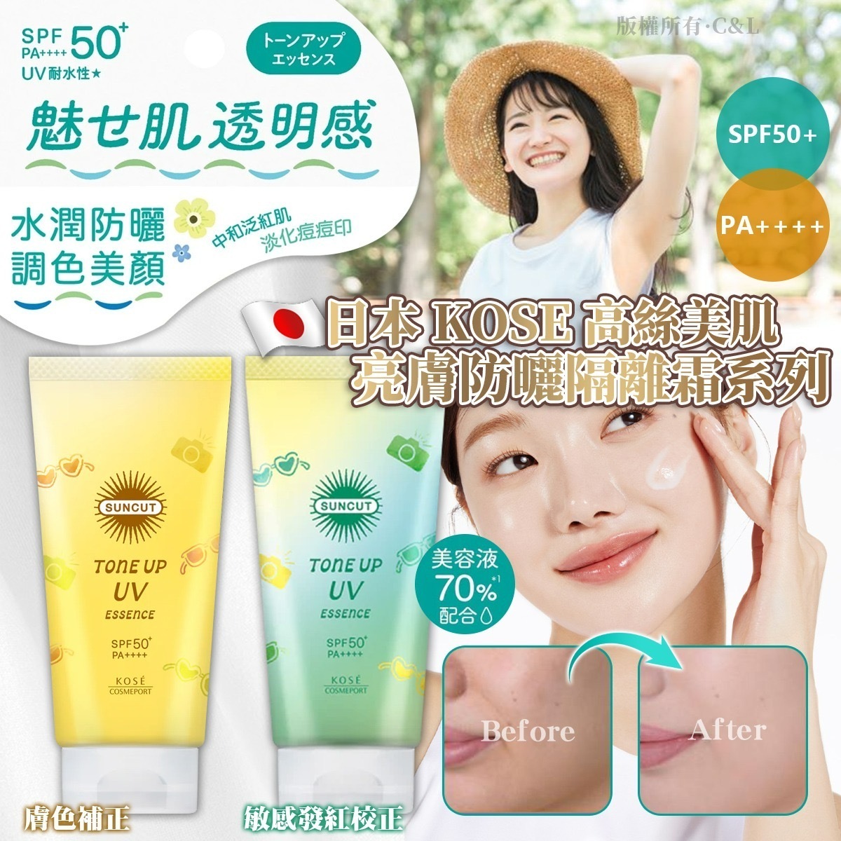 日本KOSE高絲美肌亮膚防曬隔離霜系列