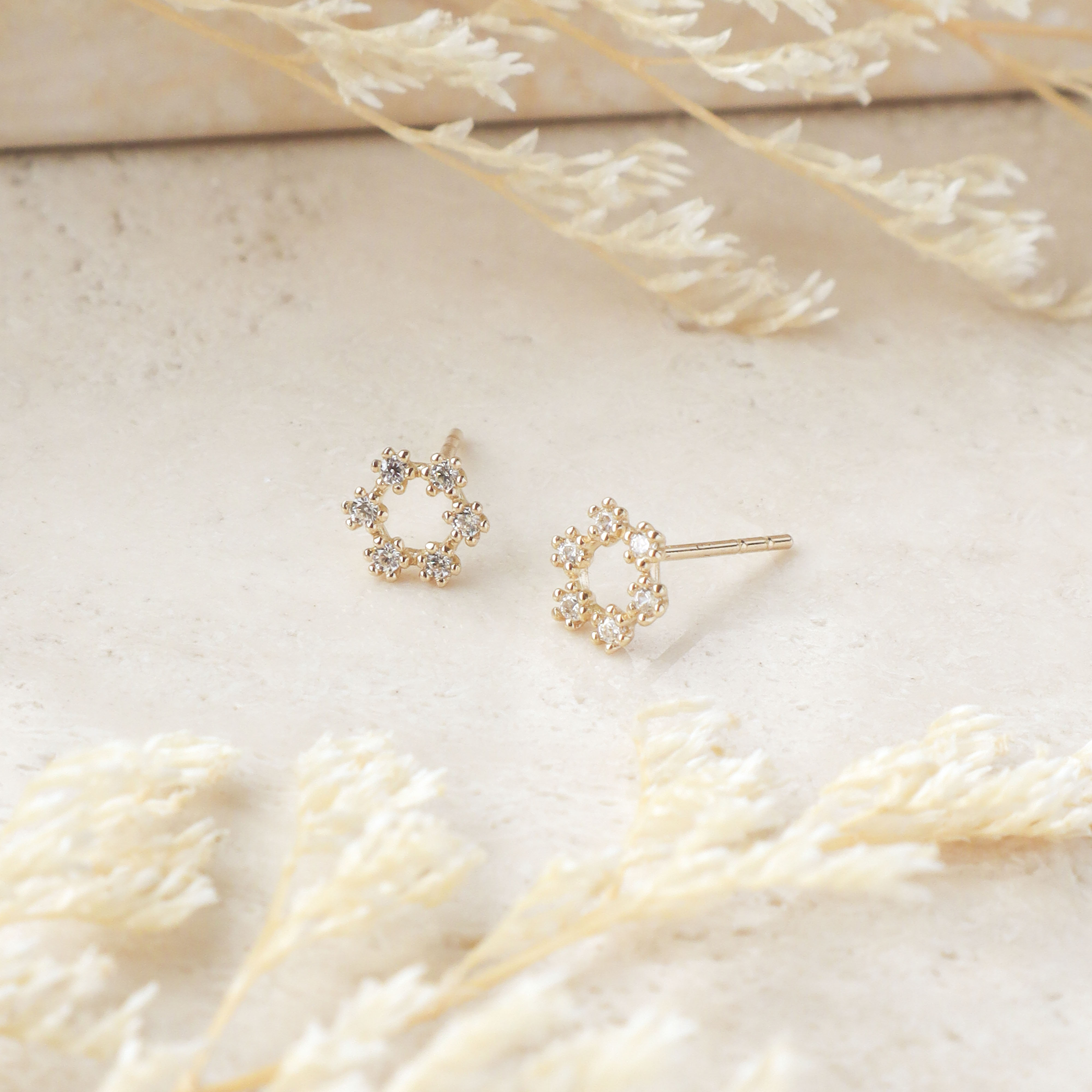 10K/小花環圈耳環