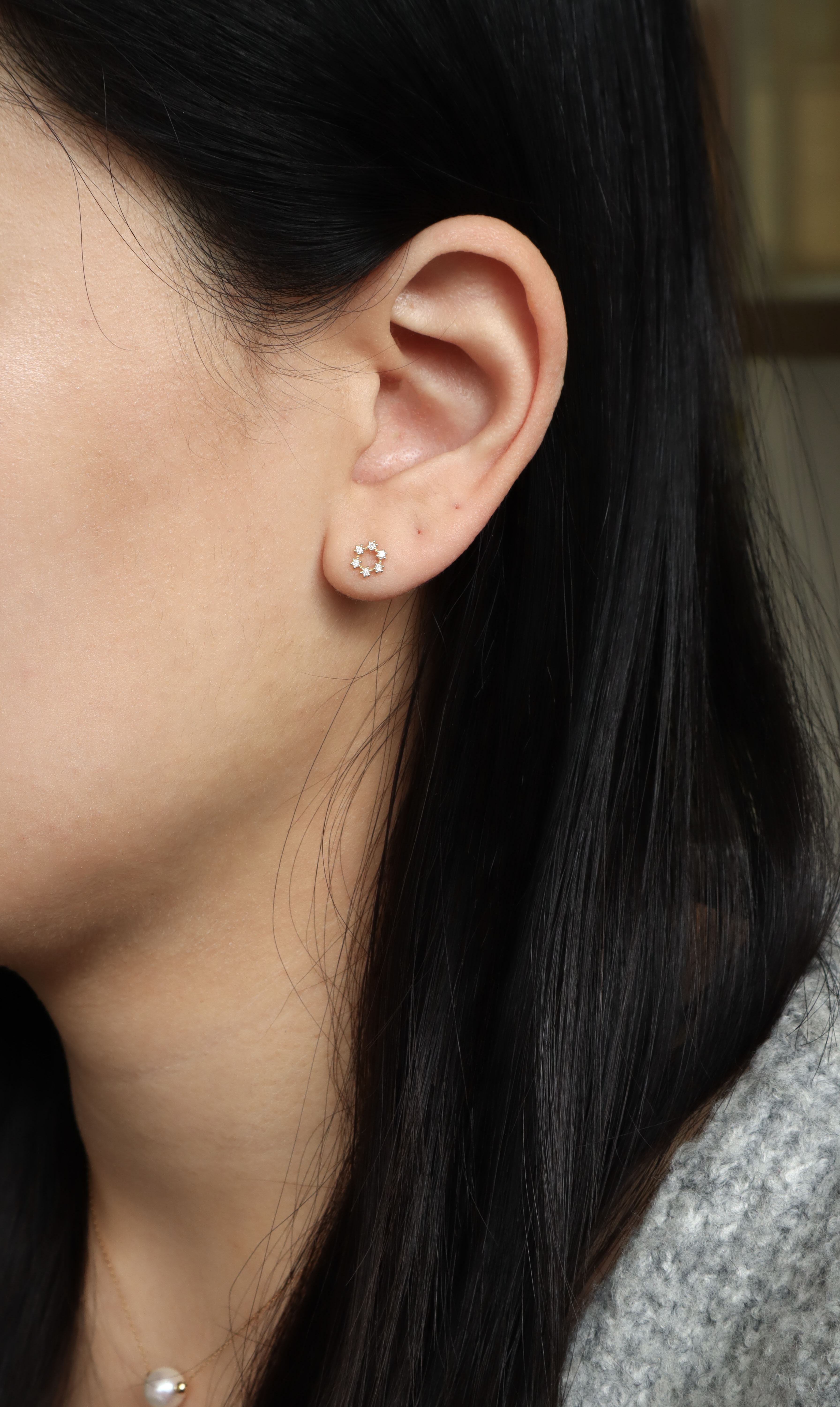 10K/小花環圈耳環