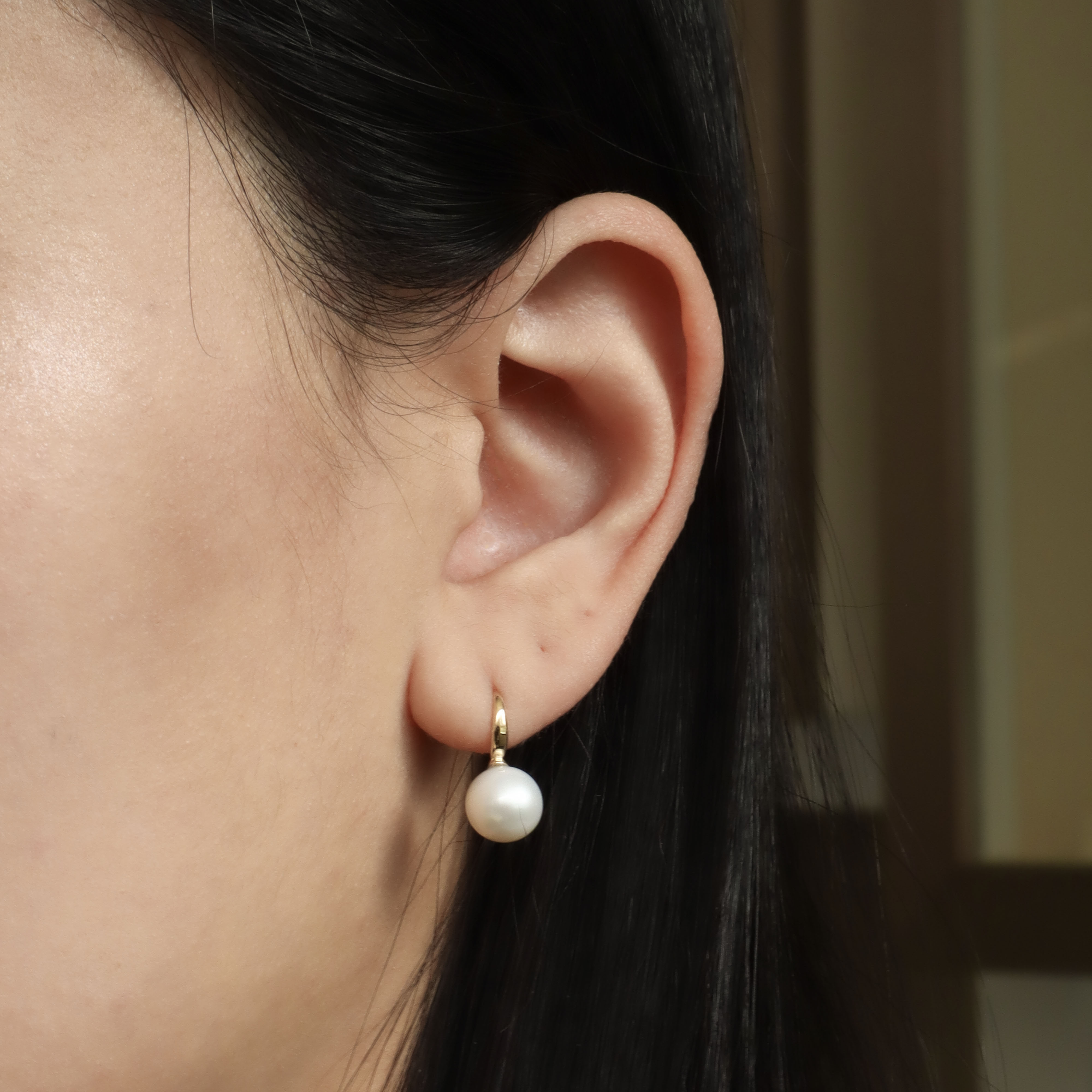 10K/單線垂掛珍珠耳環