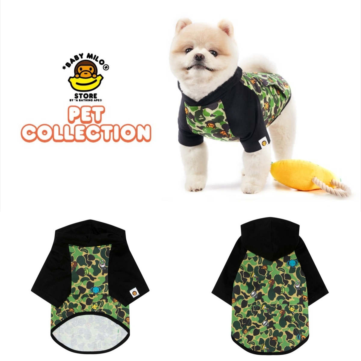 預購┃BAPE ABC MILO PET HOODIE TEE 寵物 衣服 帽T 綠色迷彩