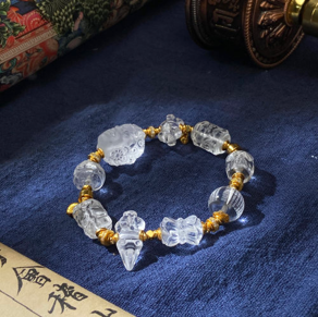 0205XZ21-西藏天珠-紮基拉姆白水晶多寶手串（A21）