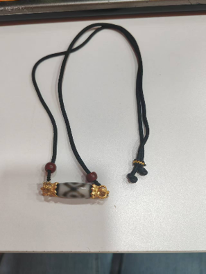 0205XZ39-西藏天珠-熊貓三眼銀鑲吊墜（A39）