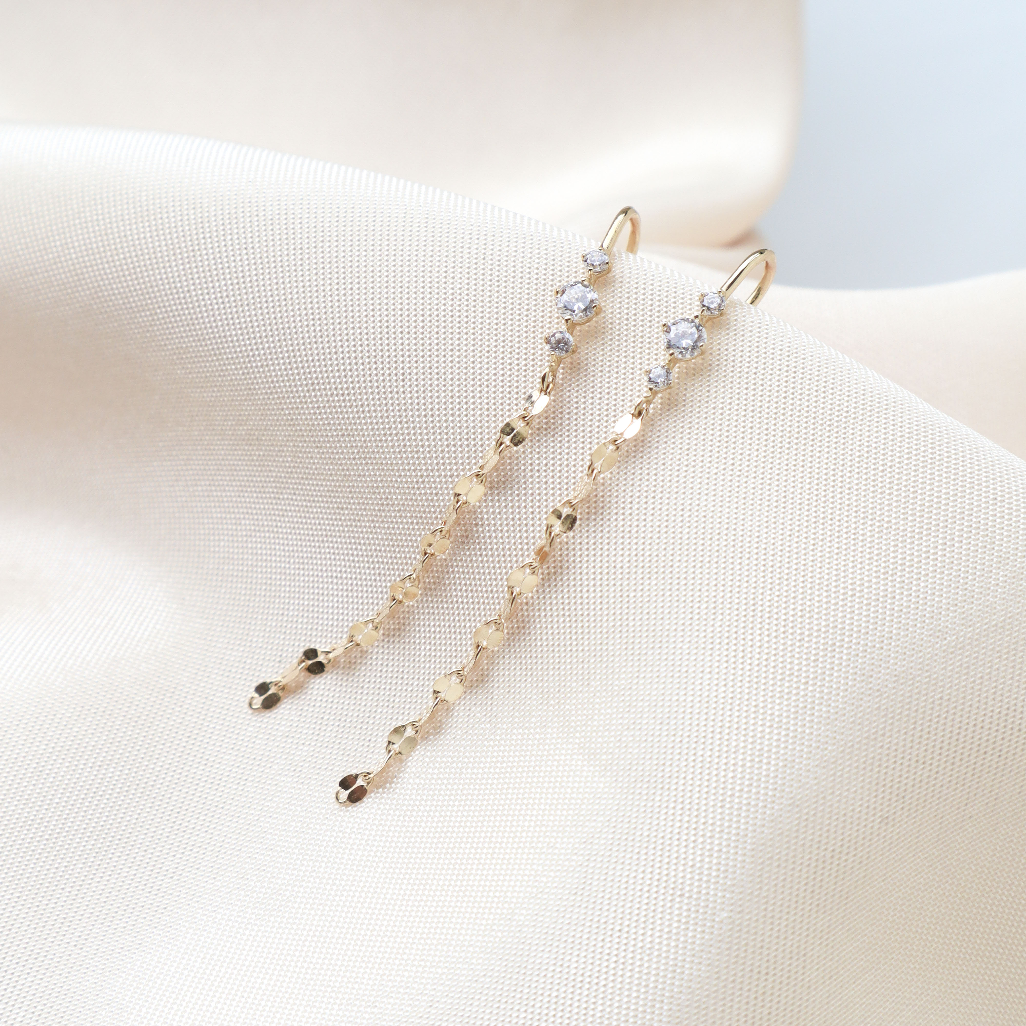 10K/脣形長鍊耳環