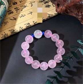 0205XZ42-西藏天珠-粉水晶青金手串（A42）