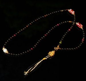 0205XZ44-西藏天珠-碧璽虎牙壇城三多寶項鏈（A44）