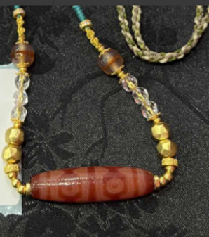 0205XZ55-西藏天珠-紅肉貓六橫款項鏈（A55）