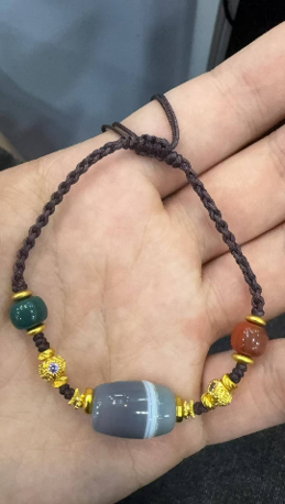 0205XZ61-西藏天珠-纏絲瑪瑙手繩（A61）