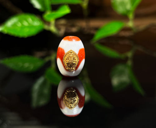 0205XZ62-西藏天珠-紅肉虎牙18K單珠-紮基（A62）