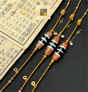 0205XZ68-西藏天珠-925銀老料五線銀盤纏項鏈（A68）