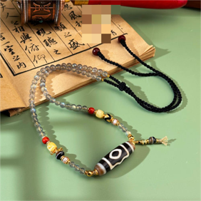 0205XZ75-西藏天珠-三眼月光石鎖骨鏈（A75）