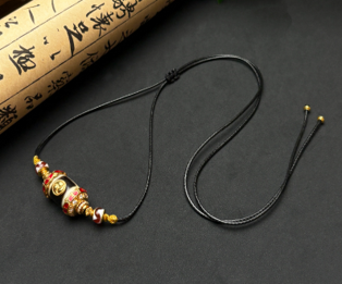 0205XZ85-西藏天珠-銀鑲二眼項鏈（A85）