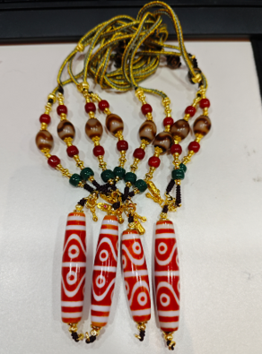 0205XZ87-西藏天珠-紅肉八眼豎款項鏈（A87）